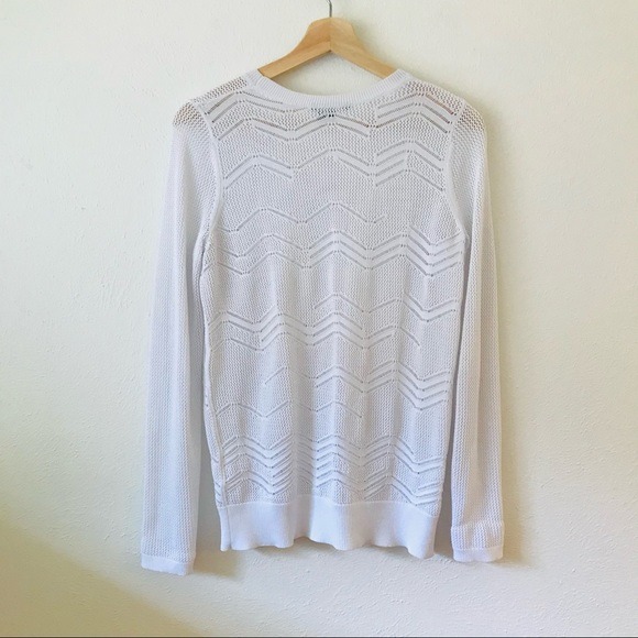 Vince Open Weave Knit Crewneck White Sweater S - Picture 3 of 13